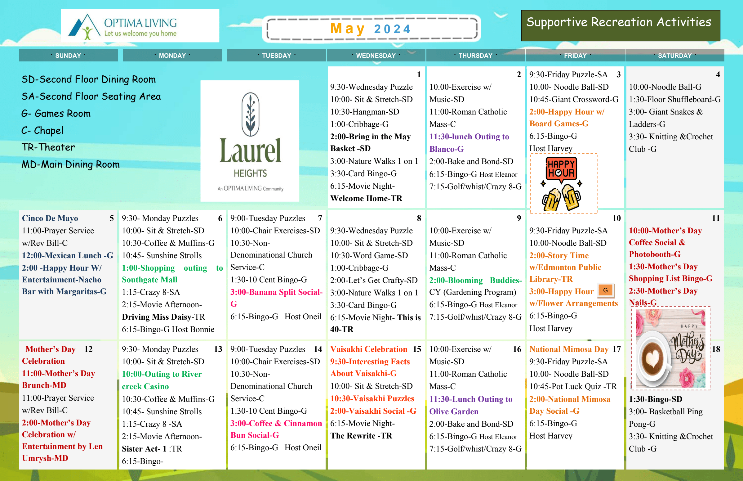 Laurel Heights May 1-18 2024 Supportive event calendar