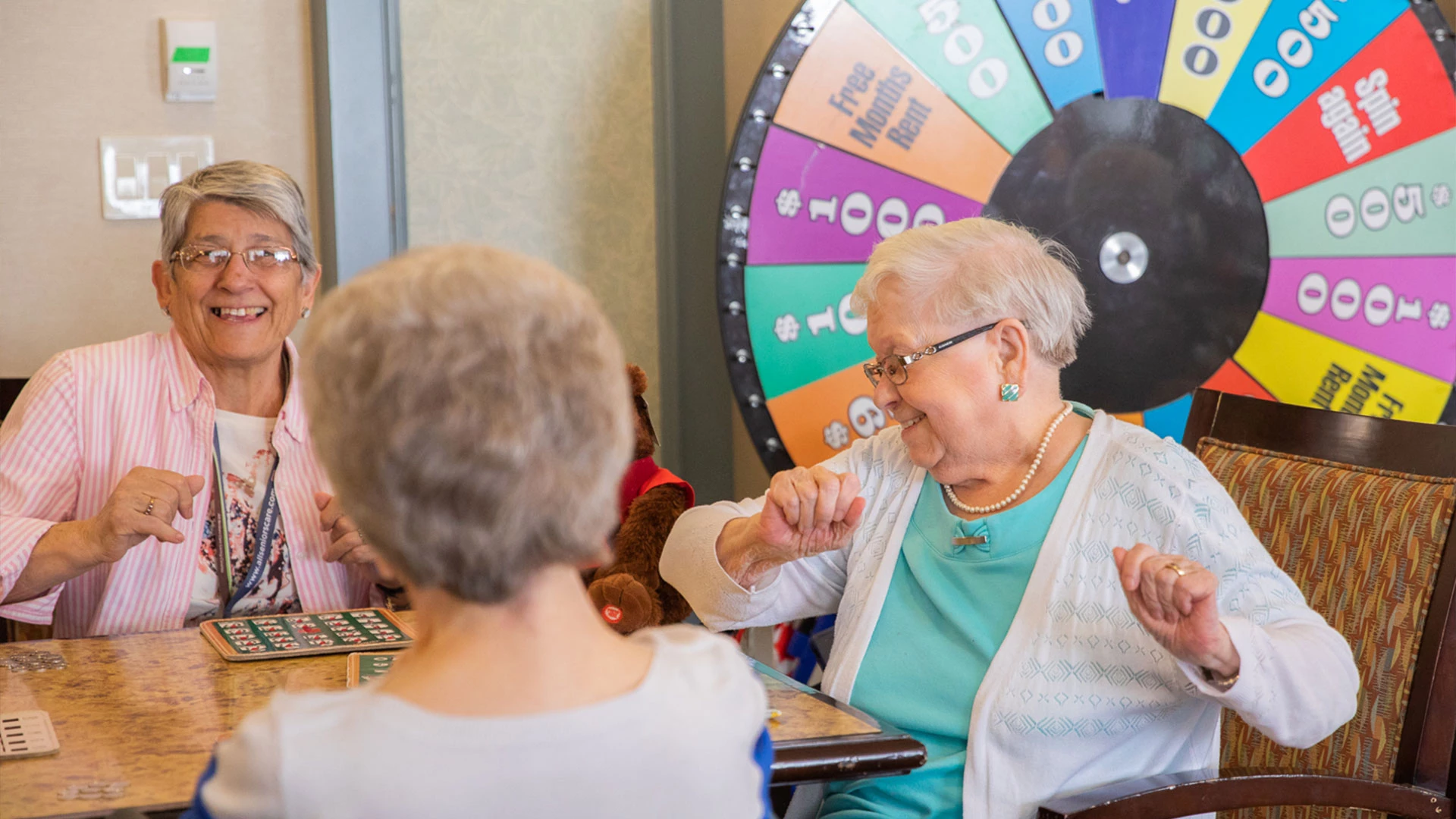 Senior women enjoying games together