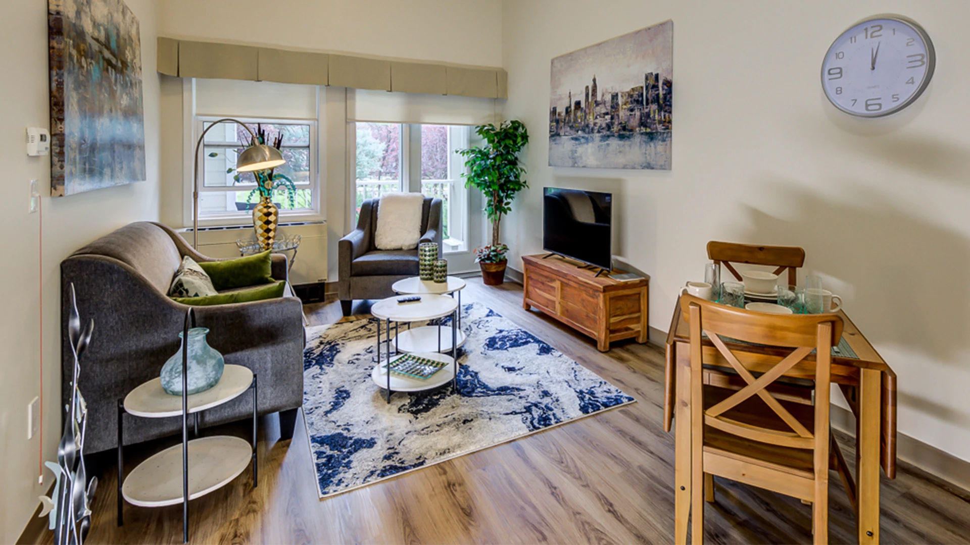 Living room in senior apartments at Laurel Heights